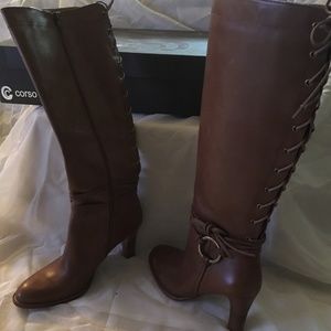 STYLISH CORSO COMO BROWN LEATHER BOOTS 8.5